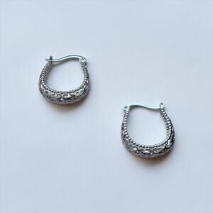 Hollow Silver Hoop Earring